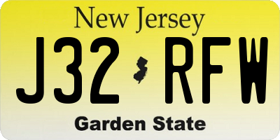 NJ license plate J32RFW