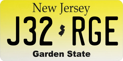 NJ license plate J32RGE
