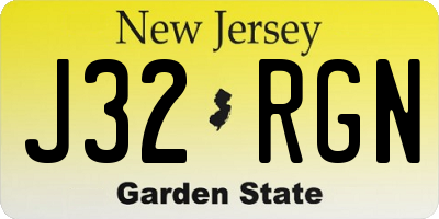 NJ license plate J32RGN
