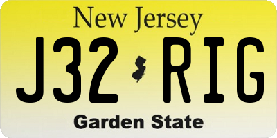 NJ license plate J32RIG