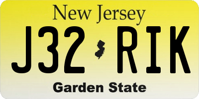 NJ license plate J32RIK