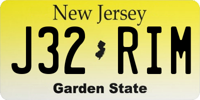 NJ license plate J32RIM