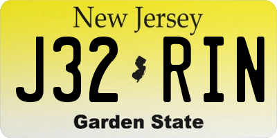 NJ license plate J32RIN