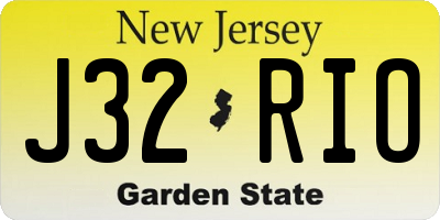 NJ license plate J32RIO