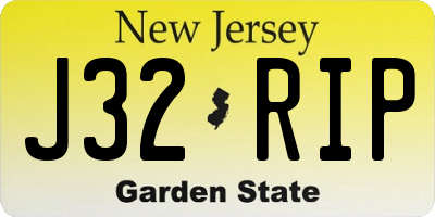 NJ license plate J32RIP