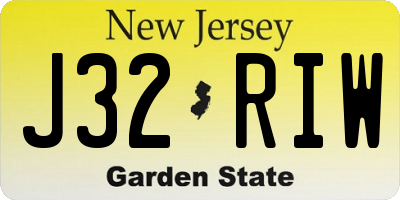 NJ license plate J32RIW