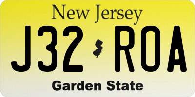 NJ license plate J32ROA