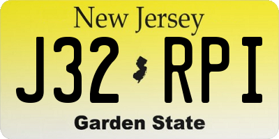 NJ license plate J32RPI