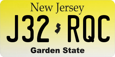 NJ license plate J32RQC
