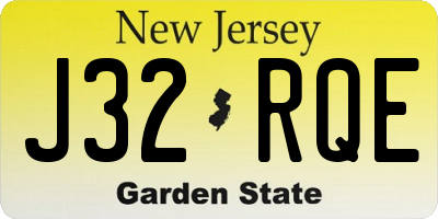 NJ license plate J32RQE