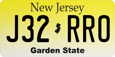 NJ license plate J32RRO