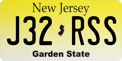 NJ license plate J32RSS