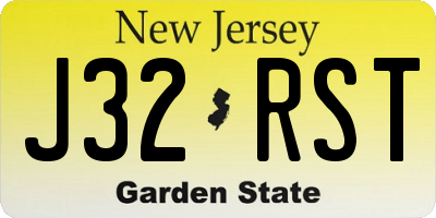 NJ license plate J32RST