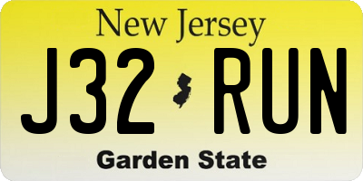 NJ license plate J32RUN