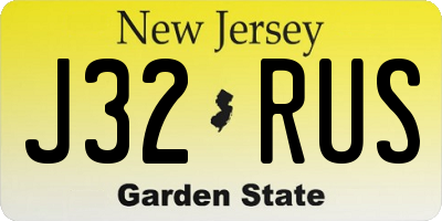 NJ license plate J32RUS