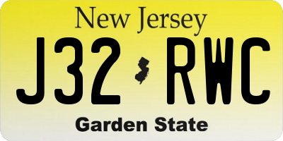 NJ license plate J32RWC