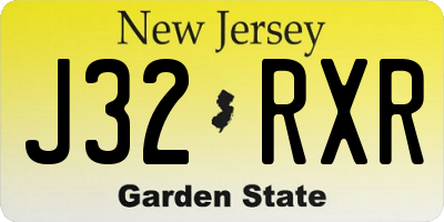 NJ license plate J32RXR