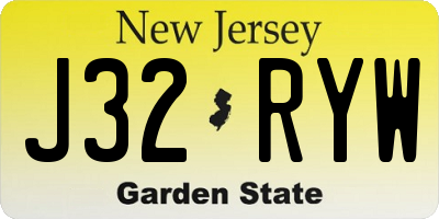 NJ license plate J32RYW