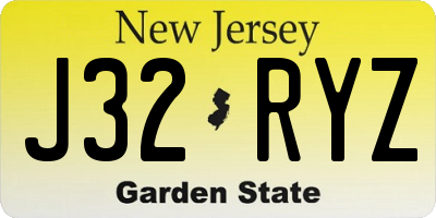 NJ license plate J32RYZ