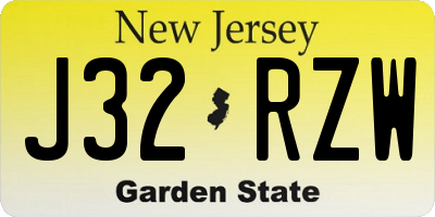 NJ license plate J32RZW