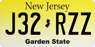NJ license plate J32RZZ