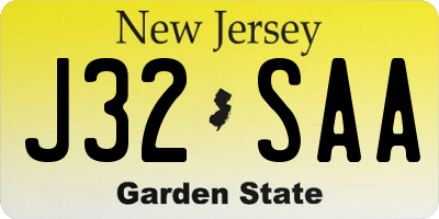 NJ license plate J32SAA