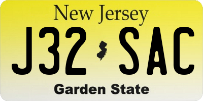 NJ license plate J32SAC