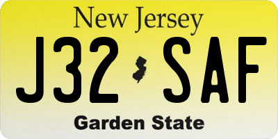NJ license plate J32SAF