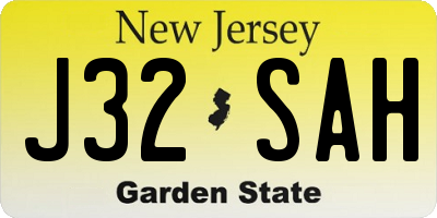 NJ license plate J32SAH