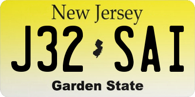 NJ license plate J32SAI