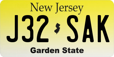 NJ license plate J32SAK