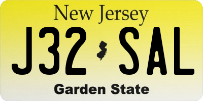 NJ license plate J32SAL
