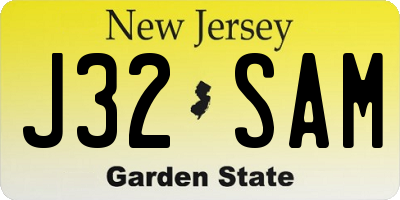 NJ license plate J32SAM