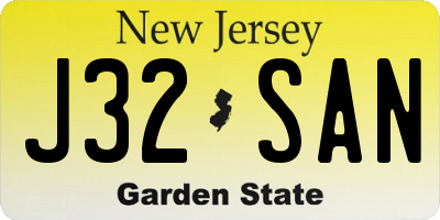 NJ license plate J32SAN