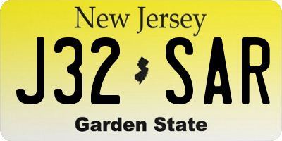 NJ license plate J32SAR