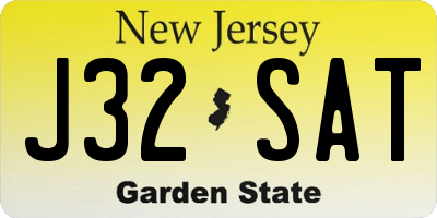 NJ license plate J32SAT