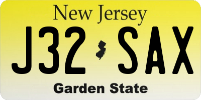 NJ license plate J32SAX