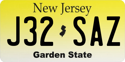 NJ license plate J32SAZ