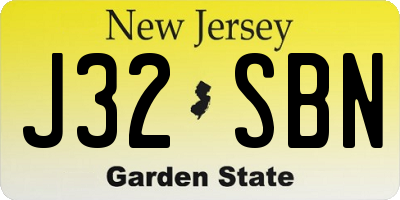 NJ license plate J32SBN