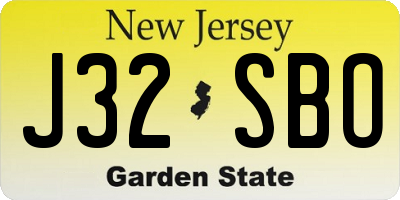 NJ license plate J32SBO