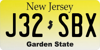 NJ license plate J32SBX
