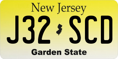NJ license plate J32SCD