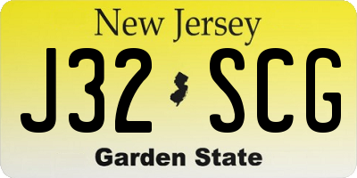 NJ license plate J32SCG