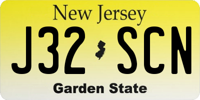 NJ license plate J32SCN