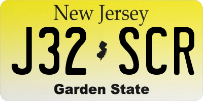 NJ license plate J32SCR