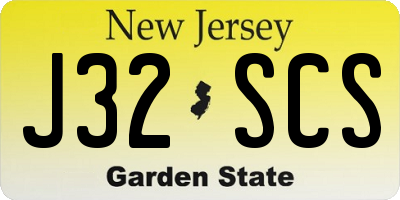 NJ license plate J32SCS