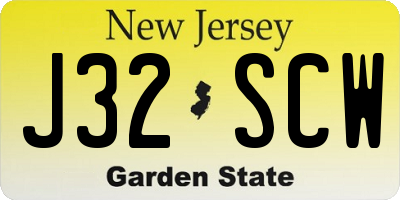 NJ license plate J32SCW