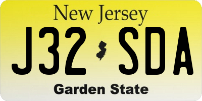 NJ license plate J32SDA