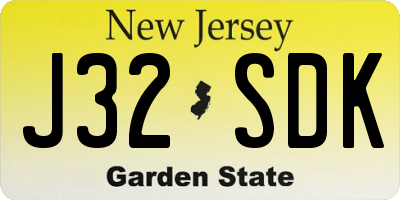 NJ license plate J32SDK