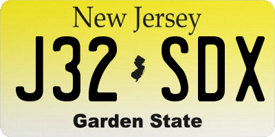 NJ license plate J32SDX